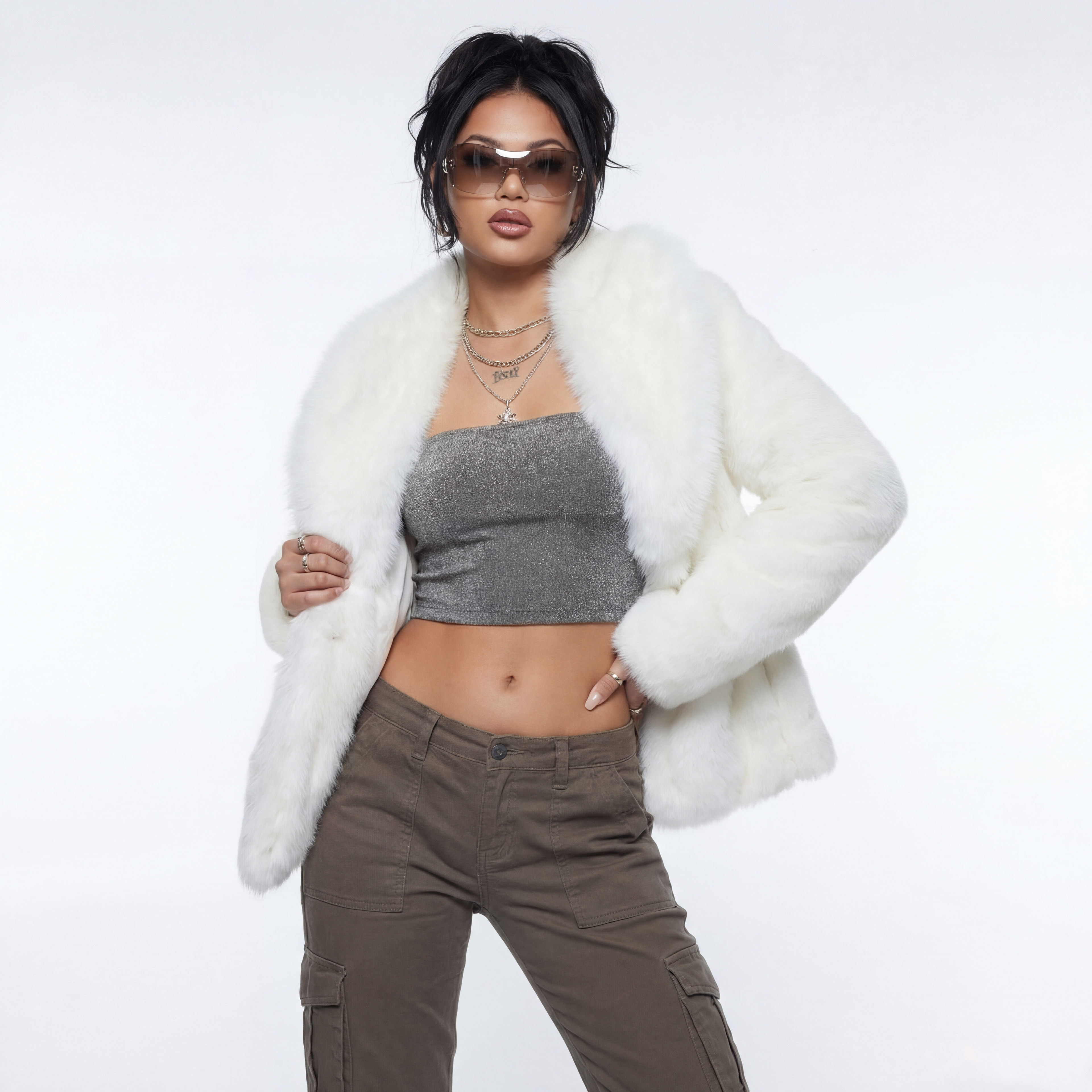 Solid Faux Fur Warm Coat