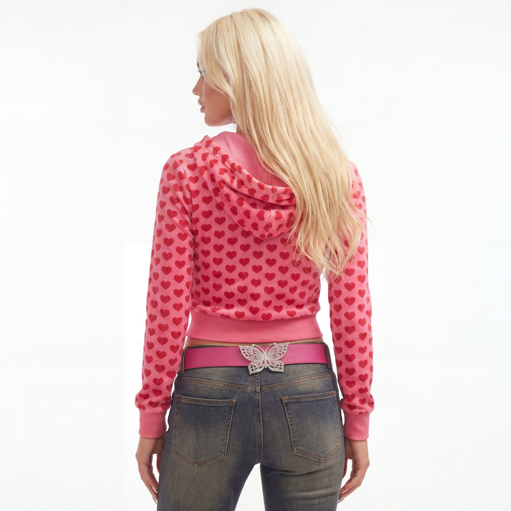 Pink Cute Hearts Hoodie